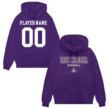 ECU Pirates Unisex NIL Pick-A-Player Baseball Pullover Hoodie - Purple