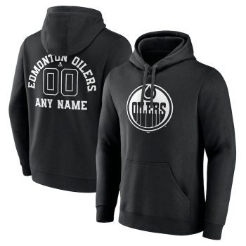 Edmonton Oilers Personalized Name & Number Monochrome Pullover Hoodie - Black