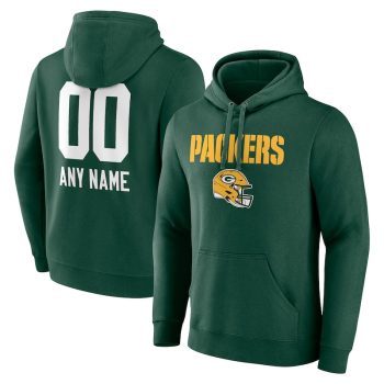 Green Bay Packers Personalized Name & Number Team Wordmark Pullover Hoodie - Green