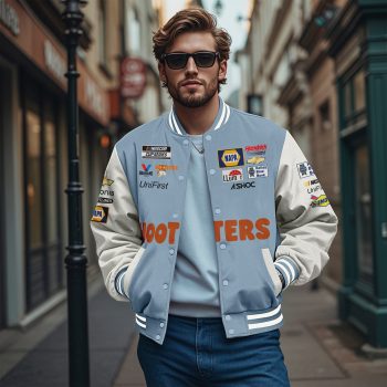 Hooters Racing Team Sponsor Varsity Design Casual Varsity Jacket