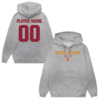 Iowa State Cyclones Unisex NIL Pick-A-Player Soccer Pullover Hoodie - Gray