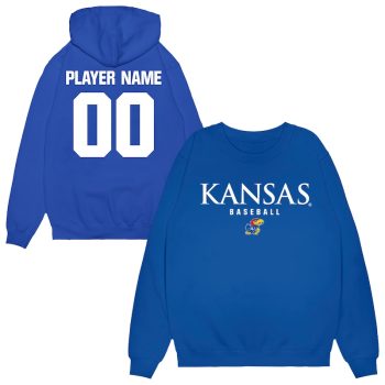 Kansas Jayhawks Unisex NIL Pick-A-Player Baseball Pullover Hoodie - Royal