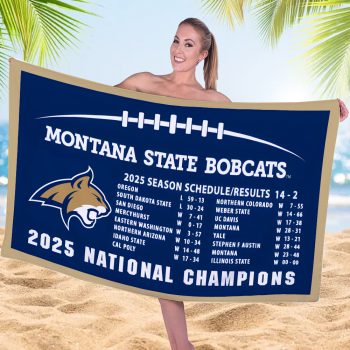 Montana State Bobcats Football 2025 National Champions Rectangle Beach Towel VNZ1030