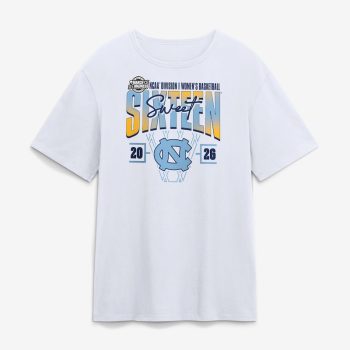 North Carolina Tar Heels 2026 NCAA Women's Basketball Tournament March Madness Sweet 16 Court Shot T-Shirt - White