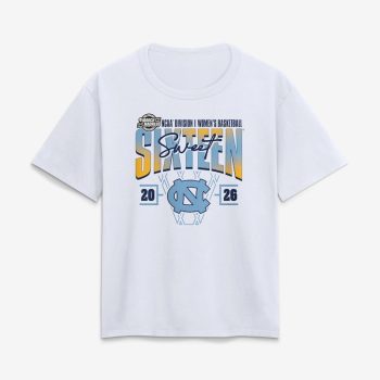 North Carolina Tar Heels Women's 2026 NCAA Women's Basketball Tournament March Madness Sweet 16 Court Shot T-Shirt - White