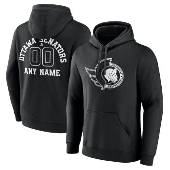 Ottawa Senators Personalized Name & Number Monochrome Pullover Hoodie - Black