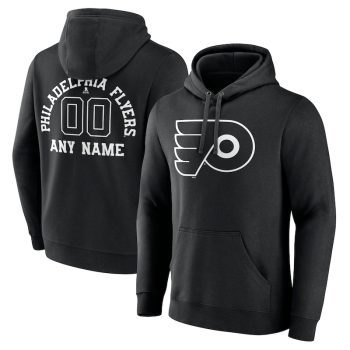 Philadelphia Flyers Personalized Name & Number Monochrome Pullover Hoodie - Black