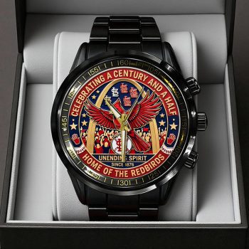 St. Louis Cardinals 150th Anniversary Black Stainless Steel Watch VNZ1068