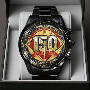 St. Louis Cardinals 150th Anniversary Black Stainless Steel Watch VNZ1069