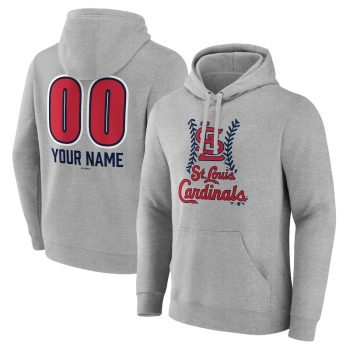 St. Louis Cardinals Personalized Name & Number Fastball Pullover Hoodie - Gray