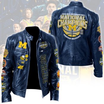Michigan Wolverines 2026 Men's Basketball National Champions Motorcycle Leather Jacket LJK3007