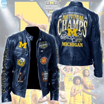 Michigan Wolverines 2026 Men's Basketball National Champions Motorcycle Leather Jacket LJK3011