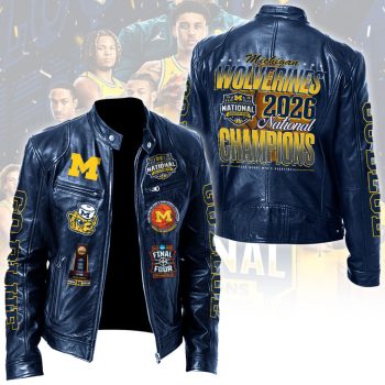 Michigan Wolverines 2026 Men's Basketball National Champions Motorcycle Leather Jacket LJK3012