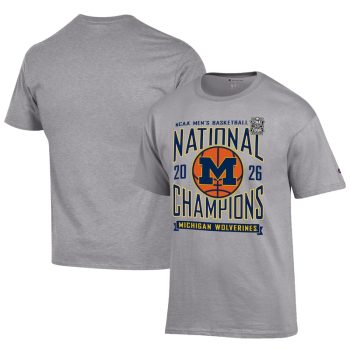 Michigan Wolverines Champion 2026 NCAA Men's Basketball National Champions T-Shirt - Gray