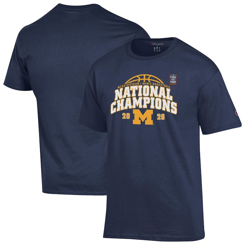 Michigan-Wolverines-Champion-2026-NCAA-Mens-Basketball-National-Champions-T-Shirt-Navy Michigan Wolverines Champion 2026 NCAA Men's Basketball National Champions T-Shirt - Navy