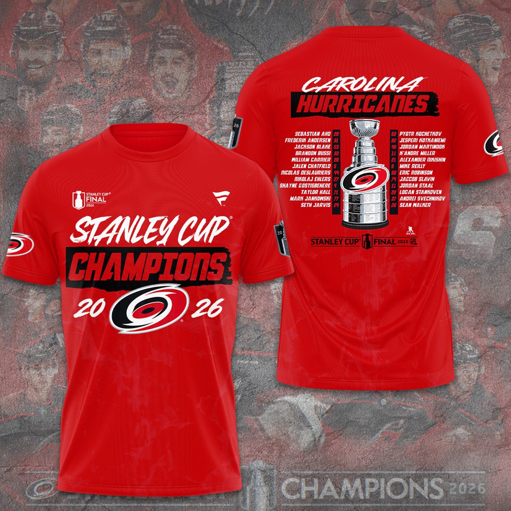 Carolina-Hurricanes-2026-Stanley-Cup-Champions-Unisex-Performance-T-Shirt-CHAMP2020842 Carolina Hurricanes 2026 Stanley Cup Champions Unisex Performance T-Shirt CHAMP2020842