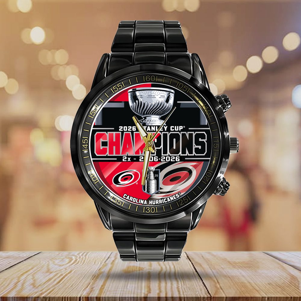Carolina-Hurricanes-Black-Stainless-Steel-Watch-CHAMP2020830-1