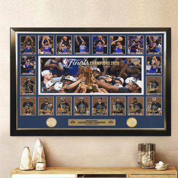 New York Knicks 2026 NBA Finals Champions Rectangle Canvas With Inner Frame CHAMP2020708