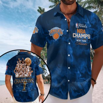 New York Knicks 2026 NBA Finals Champions Short Sleeve Button-Down Shirt CHAMP2020779