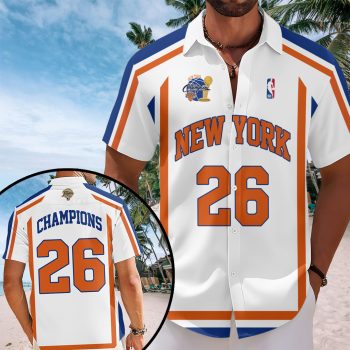 New York Knicks NBA Finals Champions 2026 Short Sleeve Button-Down Shirt CHAMP2020777