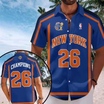 New York Knicks NBA Finals Champions 2026 Short Sleeve Button-Down Shirt CHAMP2020778